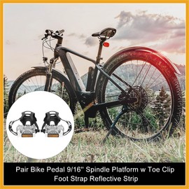 Partuto Pair Bicycle Pedals with Toe Clip Foot Strap Reflective Strap Replacement