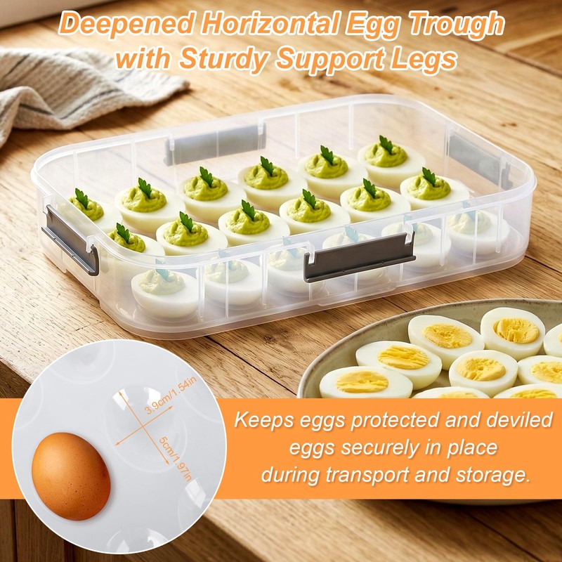 2-Layer Deviled Egg Containers with Lid for 36 Eggs