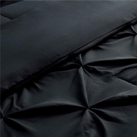 Bedsure Black Twin Comforter Set Kids - 6 Pieces Pintuck Black Bed Set Twin, Pinch Pleat Black Twin Bedding Sets with Comforters, Sheets, Pillowcases & Shams