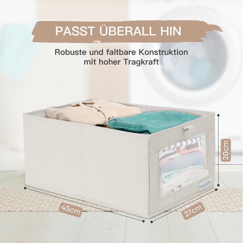 Prestigénie - Clothes Storage Boxes, 2 Pack Canvas Storage Basket
