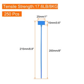 MECCANIXITY 250pcs Marker Cable Zip Ties, 8 Inch Self-Locking Nylon Labels Zip Tie Wraps, Wire Tags Ties Straps for Indoor and Outdoor, 1/8",Blue