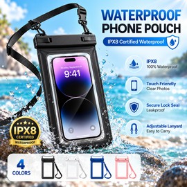 Waterproof Phone Pouch with Touch Screen, Universal Dry Bag Case for Swimming, Beach, Kayaking & Diving