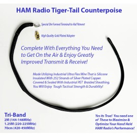 Radio-Tecs HAM Antenna Tactical Counterpoise Tiger Tail Tri-Band Both SMA Fem/Male Radios