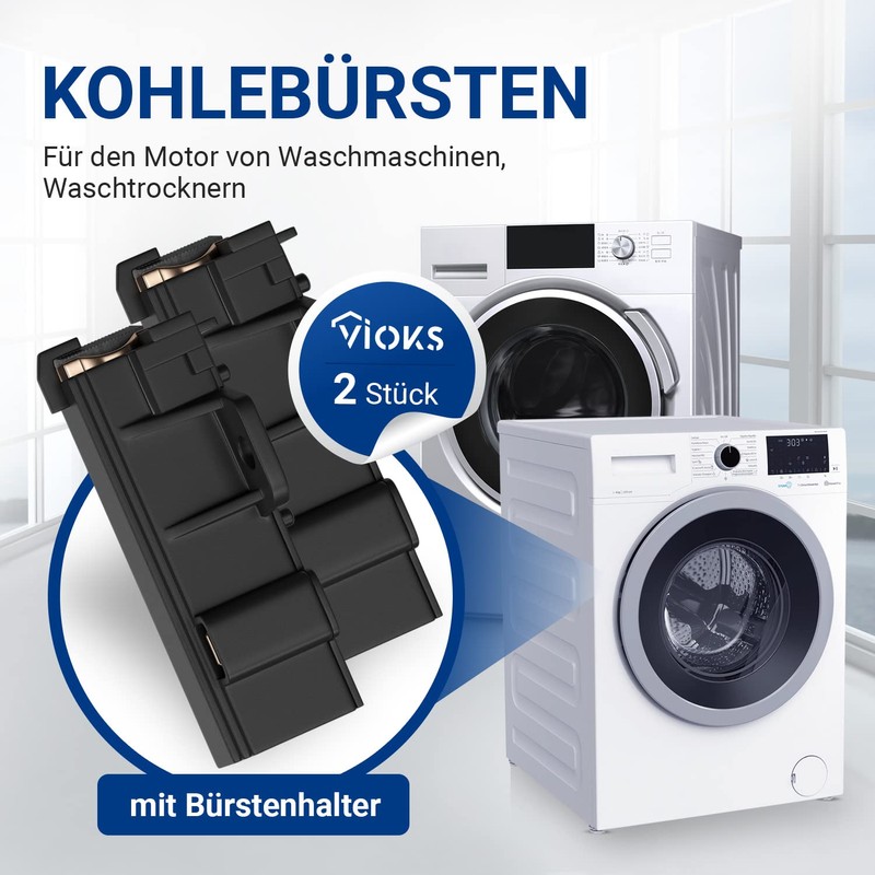 VIOKS Set of 2 Motor Carbon Brushes for Washing Machine