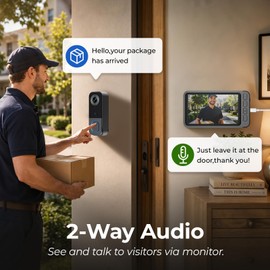 Video Doorbell Camera Wireless No Subscription No WiFi &APP , with Monitor