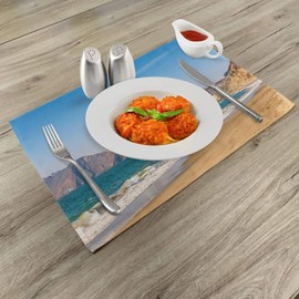 Ambesonne Landscape Place Mats Set of 4, Panoramic View of Golden Gate Bridge San Francisco Coastline Nature Seascape, Washable Fabric Placemats for Dining Table, Standard Size, Blue Turquoise