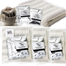 Moving Greetings Thank You Gift Set, Face Towel, Drip Coffee, Organic Cotton, Petite Gift, Packaged (3 Bags Set, Gray)
