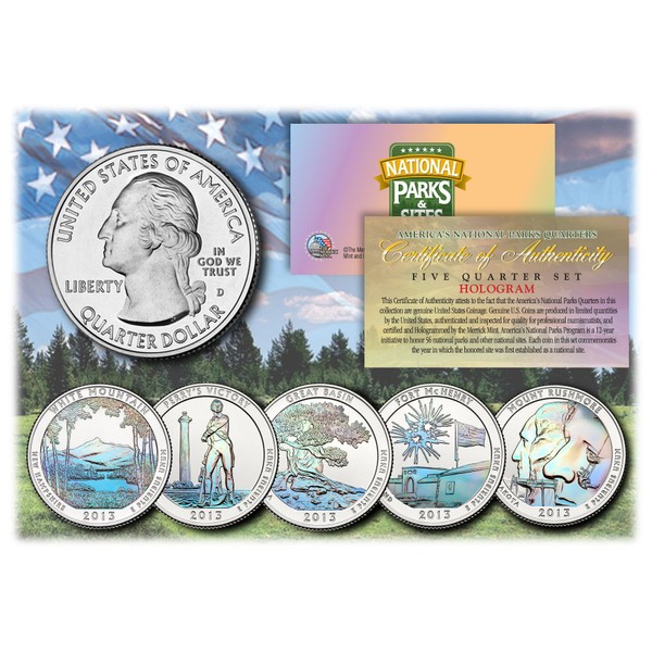 2013 America The Beautiful HOLOGRAM Quarters U.S. Parks 5-Coin Set w/Capsules