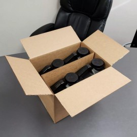 Midwest Container 1 Gallon (128oz) F-Style Black Bottle HDPE Jug WITH LID, Fluorinated, 63mm - 4 PACK