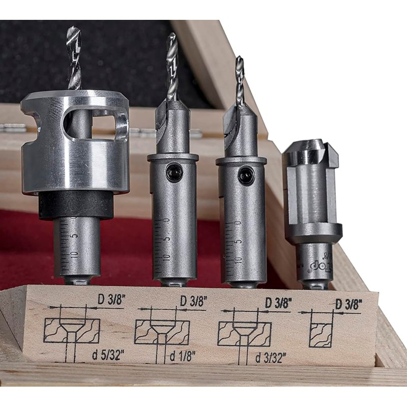 BETOP Industrial Tools-4pc Set Carbide Tipped 82-Deg Countersink bit with