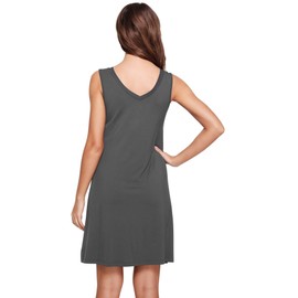 WiWi Viscose from Bamboo Nightgown for Women Cooling Sleeveless Tank Sleepwear Soft V Neck Sleep Shirts Pajamas Gown S-4X, Iron Grey, Large