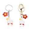 2 Pieces Red Flower and Yellow Duck Keychains, Stainless Steel