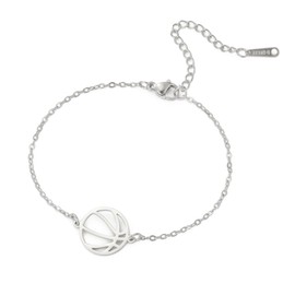 TEAMER Basketball Bracelet Basketball Pendant Stainless Steel Unique Sports Ball Jewelry for Basketball Lovers, Stainless Steel