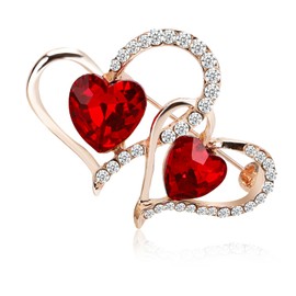 Yadiana LOVE Heart Rhinestone Brooch Pin for Women Girls Fashion, Crystal Love Heart Brooches Lapel Pins Dainty Gold Brooch Stylish Clothes Accessories Valentines Christmas Jewelry Gift for Her, 4cm,