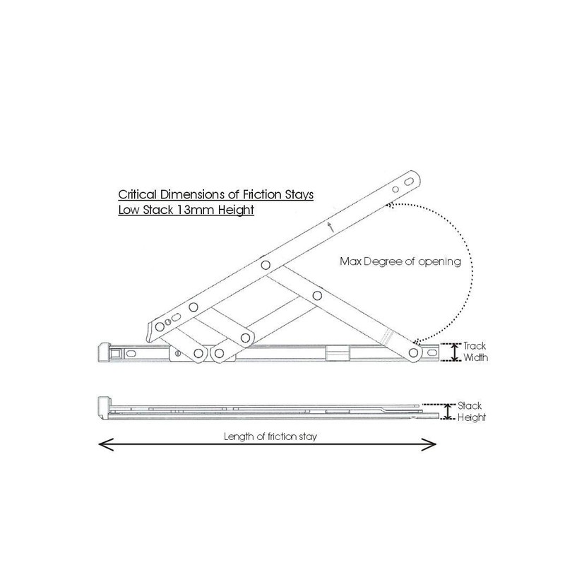 Nico 12 inch Friction Stay Window Hinge 13mm Stack Height
