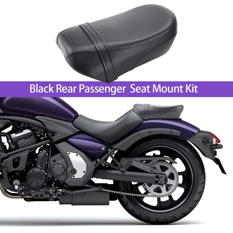 Motorcycle Rear Passenger Pillion Black Leather Seat Pad Fit for
