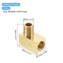sourcing map 2Pcs Brass Pipe Fitting 90 Degree Barstock Street Elbow M8 Male x M8 Female Pipe Connector for Gas, Air, Oil, Propane