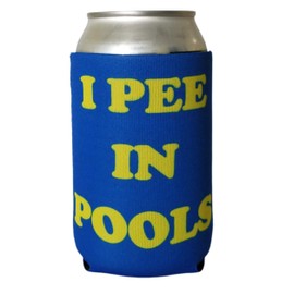 I Pee in Pools - Funny Can Cooler - Blue Neoprene - Perfect Gag Gift