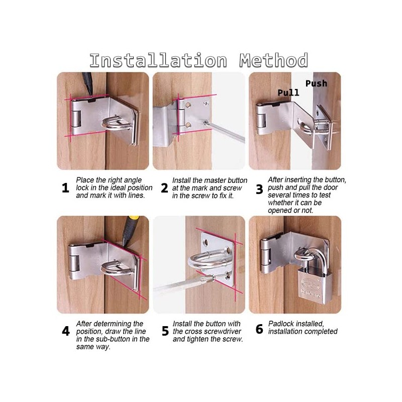 Sayayo Door Hasp Latch Lock 4 Inch Right Angle Padlock
