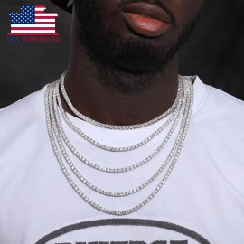 GRA Certificate VVS1 Lab Grown Moissanite Diamond Classic Tennis Chain 925 Sterling Silver Mossanite Tennis NecklaceColor: 3mm-Rose Gold, Length: 7inches(Bracelet)