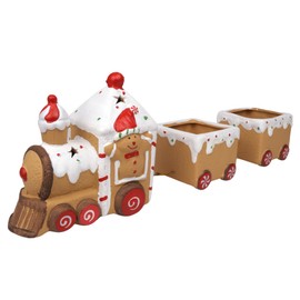 Needzo Gingerbread Train Figurine, Christmas Home Decoration, Festive Keepsake Gifts, 15.5 x 5.21 Inches