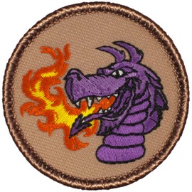 Purple Dragon Head Patrol Patch - 2" Diameter Round Embroidered Patch (Sew-on)