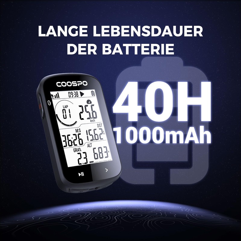 COOPSO CS300 Wireless Bicycle Computer GPS Speedometer with 2.6 Inch