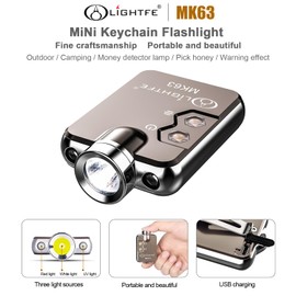 LIGHTFE Key-Chain Flashlight MK63 3 in 1 uv Light+Glare White Light+red Light for EDC Flashlight, Camping Flashlight, Emergency Light Designs to Max. 300LM Brightness, 3 Colors LED Lamp(Grey)