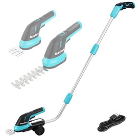 DURATECH Cordless Hedge Trimmer, 3.6V 3-in-1 Handheld Electric Grass Trimmer & Hedge Shears with 50" Wheeled Extension Pole, USB Type-C Cable and Built-in Li-ion Battery, for Garden, Yard and Lawn