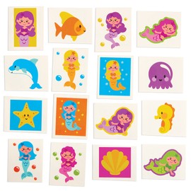 Baker Ross FX794 Mermaid Tattoos - Pack of 80 Kids Party Bag Fillers