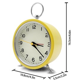 Rohome Silent Table Analog Alarm Clock No Ticking Battery Operated for Shelf Bedroom Nightstand with Backlight (Yellow)
