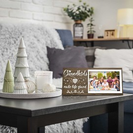 Grandparents Picture Frame Grandkids Make Life Grand Gifts Grandkids Photo Frame for Grandma Grandpa from Grandchildren Table Centerpieces Table Letter Wooden Decoration Table Decor Wall Decor