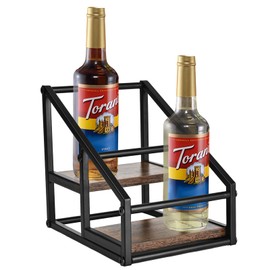 YQBRAO Coffee Syrup Organizer, 2-Tier 4 Bottles Coffee Syrup Rack for Coffee Bar, Coffee Syrup Stand for kitchen coffee station, Coffee Syrup Holder for Syrup, Wine, Dressing