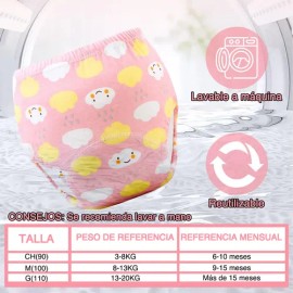 6 Pañales Entrenadores Reutilizables Ecológico Algodón Niñas