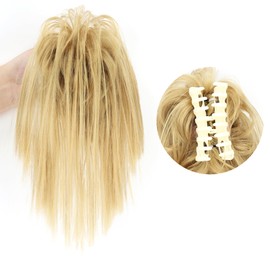 Pagezol Claw Clip Messy Hair Piece, Messy Hair Chignons, Synthetic Hair-Piece with Jaw Claw, Straight Hair Pieces Clip in Claw, Tousled Updo Ponytail Hair Piece for Women Girls (22#)