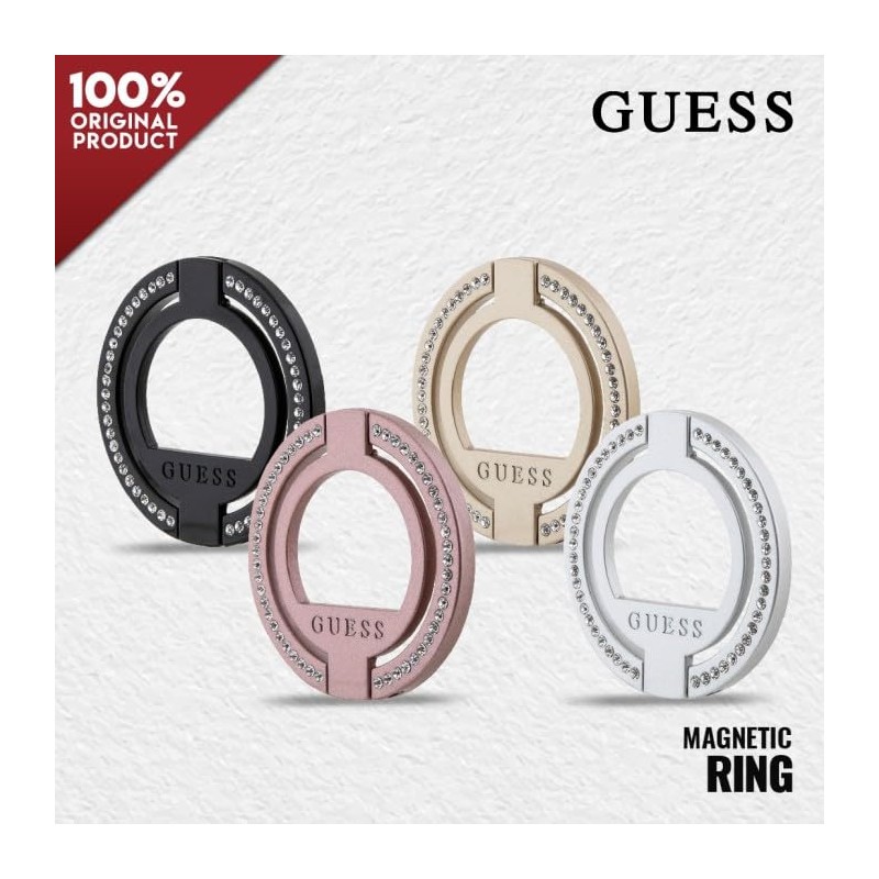 GUESS Ring Stand Rubbersaldgs Silver Rhinestone