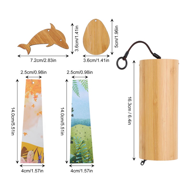 Bamboo Wind Chimes Metal Waterproof Japanese Chord Windchime Windbell for