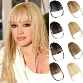 Clip in Bangs 100% Human Hair Bangs Clip in Hair Extensions Blonde Air Hair Bangs With Temples Hairpieces Curved Bangs For Women Daily Wear (#blonde, Clip in Bangs)