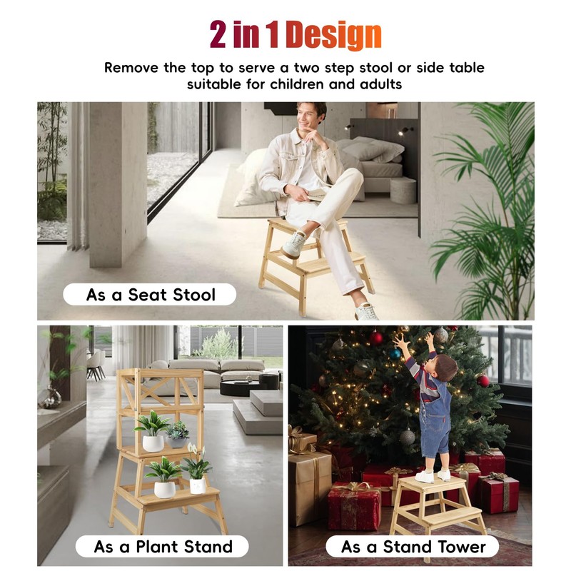 Toddler Tower,Kitchen Step Stool with CPC Certification,Sliding Anti-Fall Safety Bar,Solid