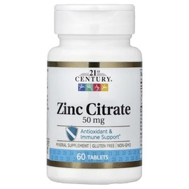 21st Century Healthcare Zinc Citrate Tablets 50mg, 360 Count, White
