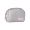Small Half Moon Leather Makeup Cosmetic Bag W/ Silver Zipper,