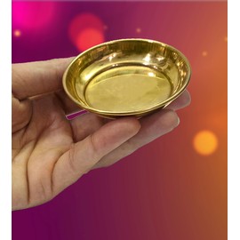 SATVIK 6 Pc Set Pure Brass Pujan Prasad Bhog Thali Mandir Temple Indian Hindu Rituals Diwali Festive Kahnaji Bhog Puja Plate Indian Housewarming Return Gift Items Bulk