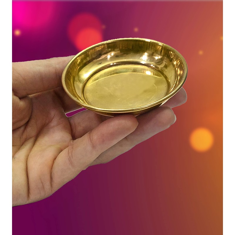 SATVIK 6 Pc Set Pure Brass Pujan Prasad Bhog Thali