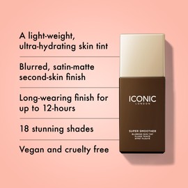 ICONIC LONDON Super Smoother Blurring Skin Tint | Light to Medium Coverage, Hydrating, Ultra-Lightweight Tinted Moisturizer, Cruelty-Free, Vegan Makeup (Golden Rich) 1.01 Fl oz