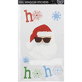 Christmas Window Gel Sticker with Cool Santa and Rudolf Symbol, Easy to Use and Remove (Cool Santa Claus)