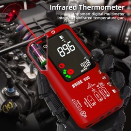 BSIDE S30 Smart Digital Multimeter Infrared Thermometer High Voltage Diode LED Tester 3 in 1 with Dual Power System 9999 Counts Colour LCD Voltage and Current Meter Capacitance Ohm Continuity Tester