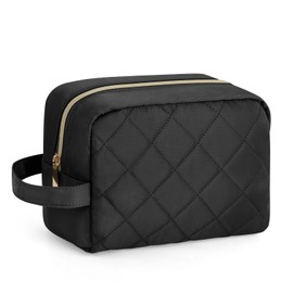 Soimeat Makeup Bag Travel Cosmetic Bag for Zipper, Large Capacity Fabric Travel Cosmetic Bag, Large Toiletry Bag for Cosmetics Toiletries Accessories, Black