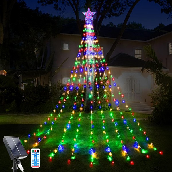 WoskjXas Christmas Tree Waterfall Lights, 2m/ 6.56ft x 9 Lines