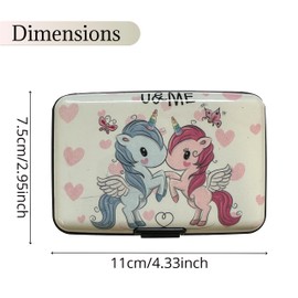 Lizzy® Aluminium Credit Card Wallet Holder - RFID Blocking Secure Bank Card Holder - Unisex (Unicorn Design 11)