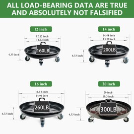 AyaLight 2 Pack Metal Plant Caddy with Wheels 12 Inch Black, Round Rolling Heavy Duty Plant Dolly, Heavy Plant Pot Mover Outdoors or Indoors, The Metal Wheel Can Rotate 360 Degrees or Lockable.